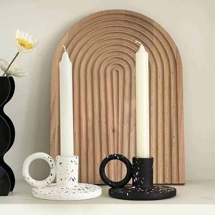 Nordic Ink Splatter Candle Holder Set