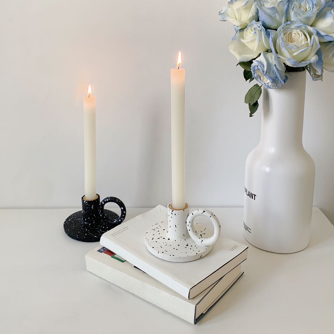 Nordic Ink Splatter Candle Holder Set