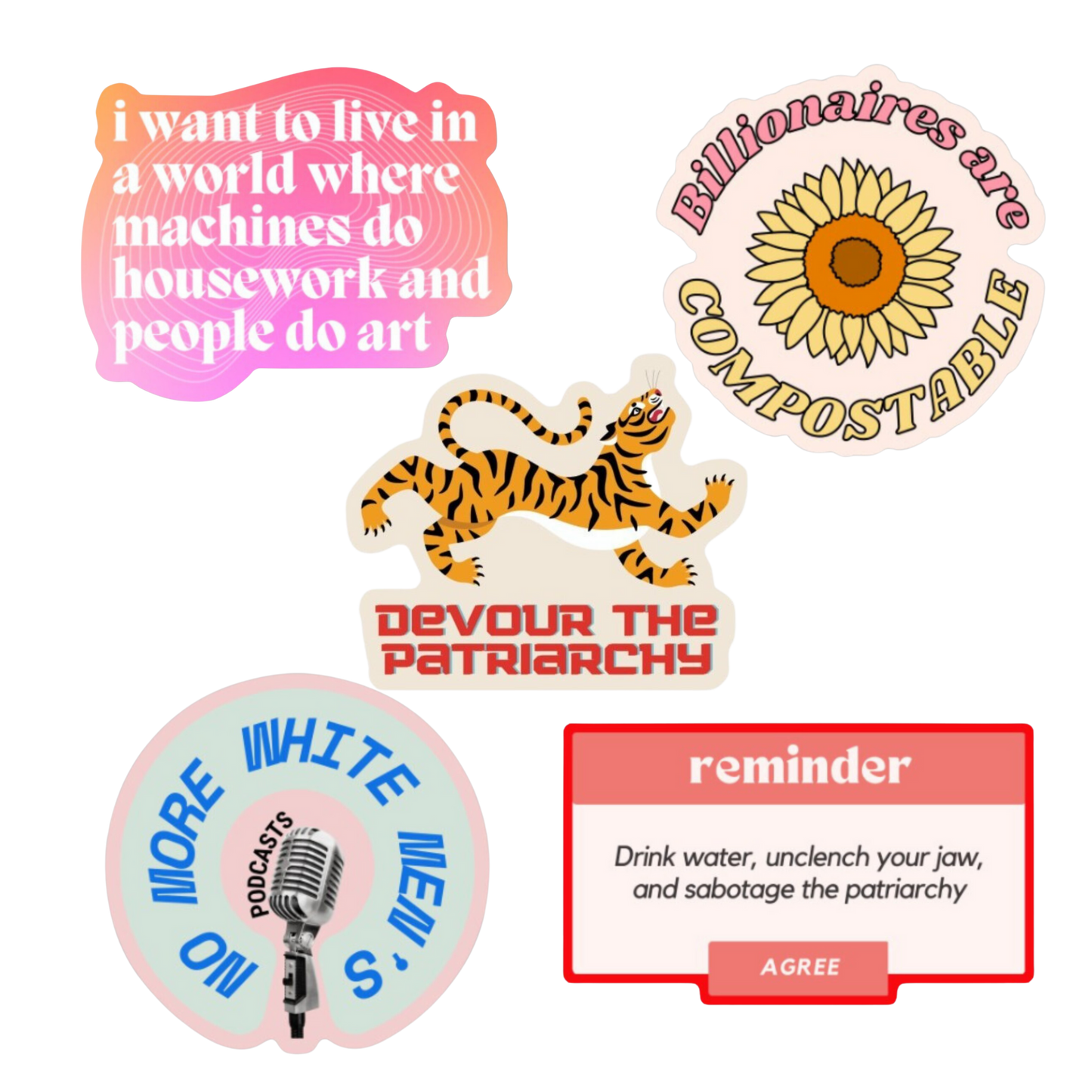 Snarky Feminist Vinyl Stickers (5 pieces)