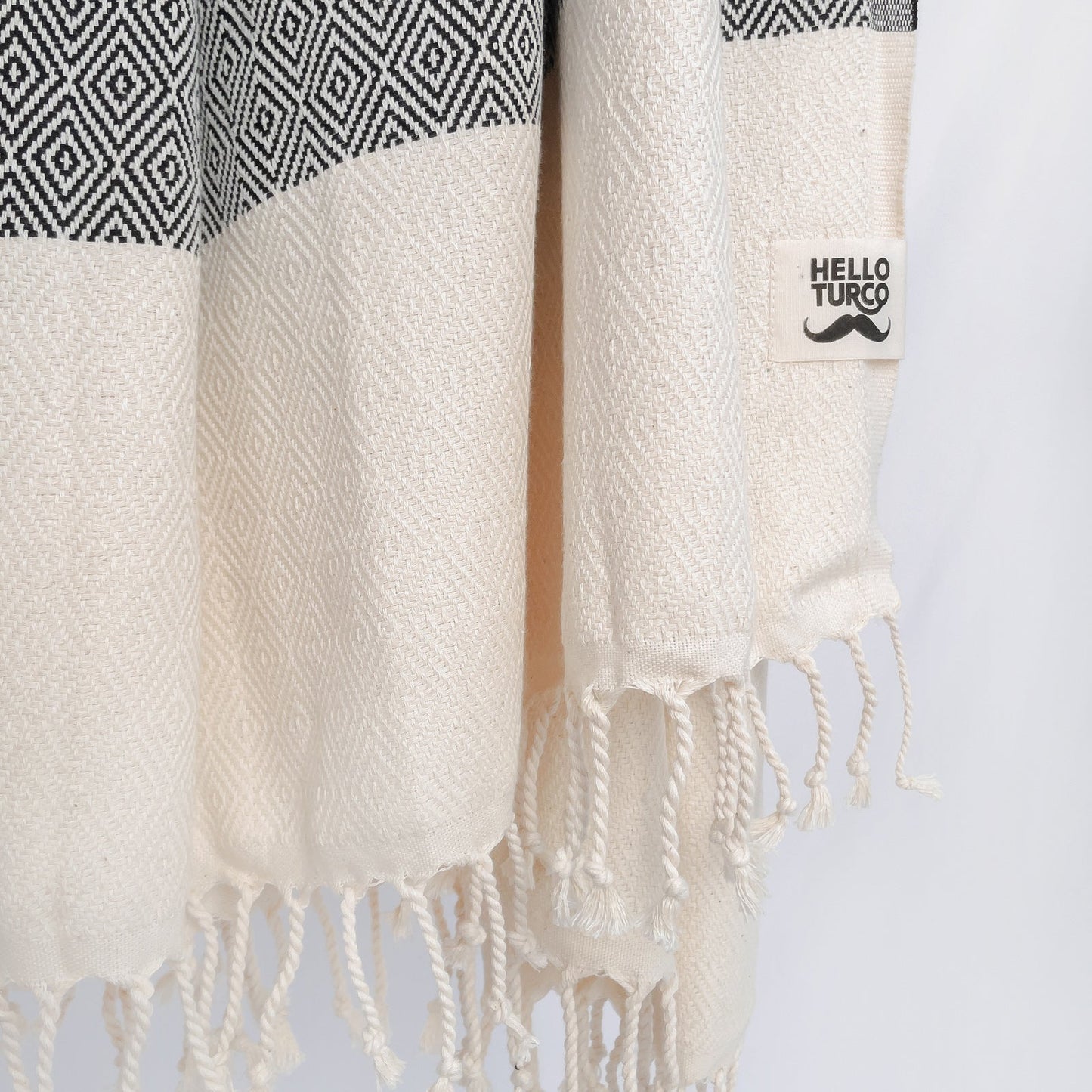 OTTO Black Handwoven Turkish Towel - Elegant, Soft, Eco-Friendly