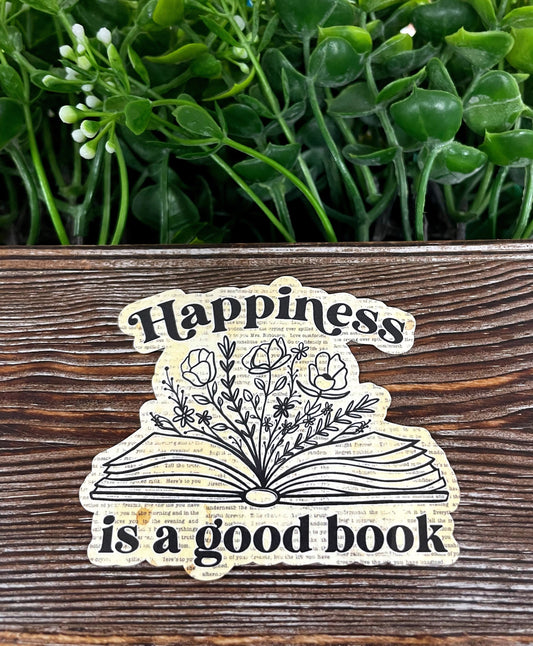 Happiness is a Good Book, Vintage Die Cut Sticker