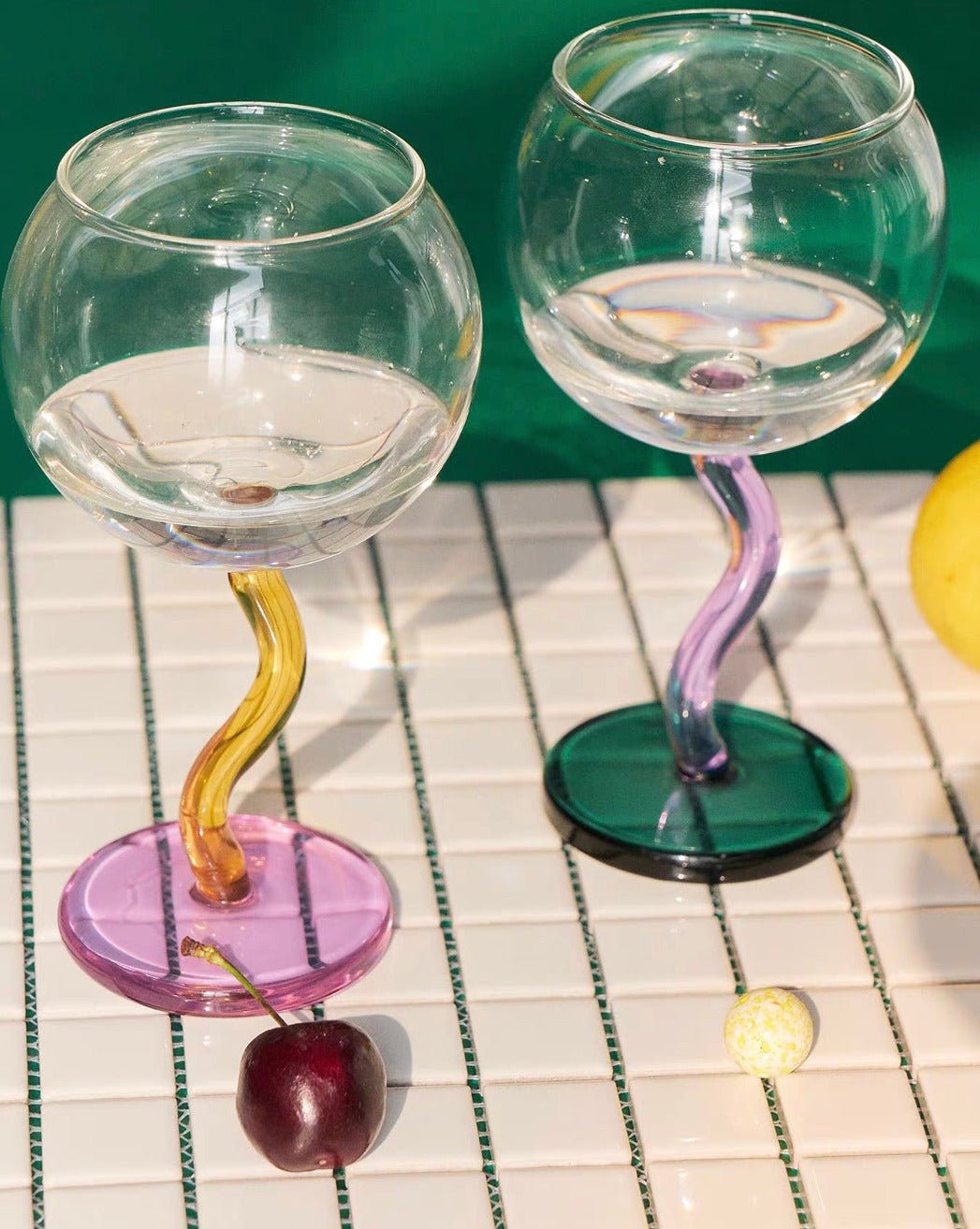 A Touch of Whimsy Hand Blown Wine Glasses