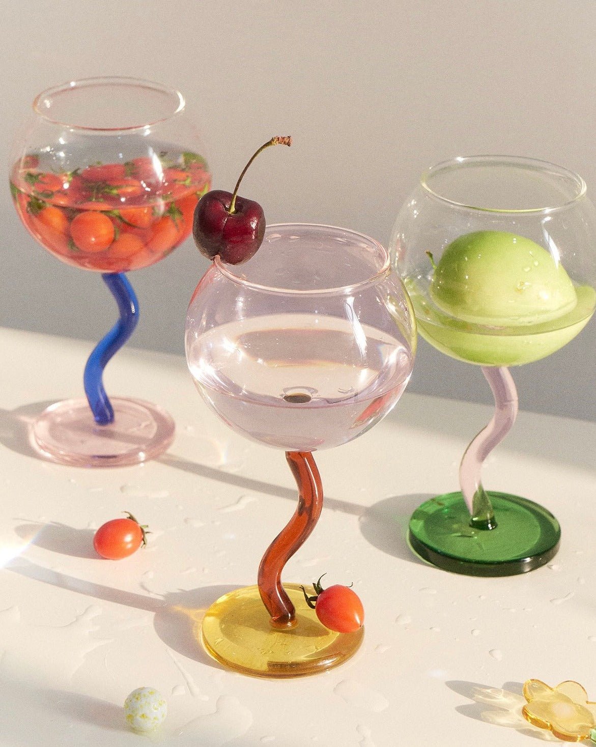 A Touch of Whimsy Hand Blown Wine Glasses