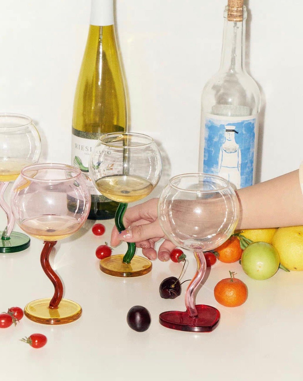 A Touch of Whimsy Hand Blown Wine Glasses