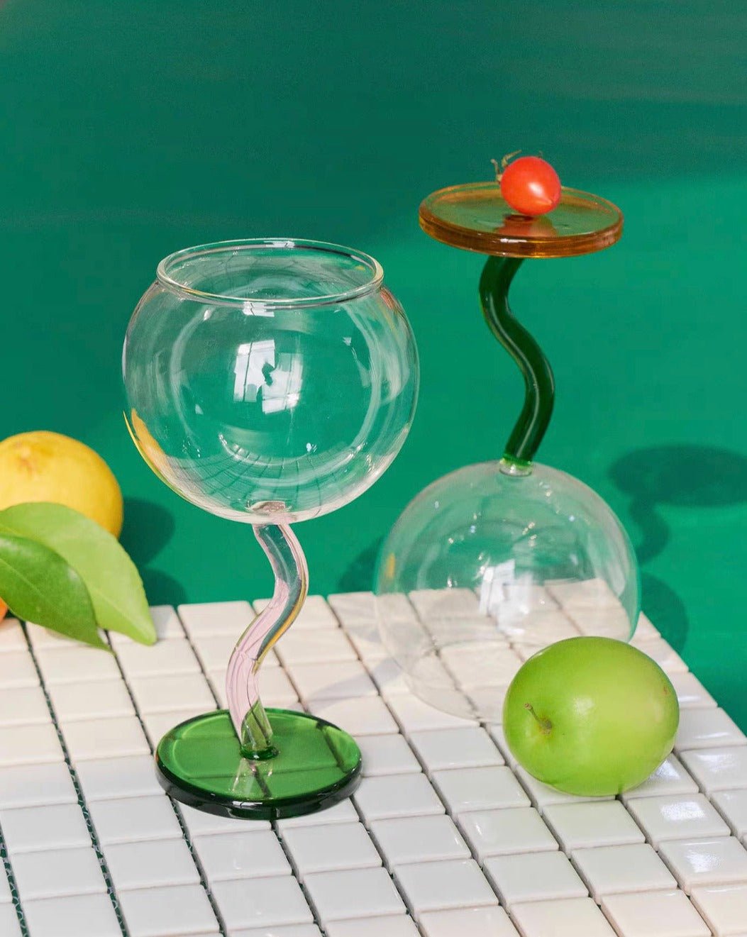 A Touch of Whimsy Hand Blown Wine Glasses