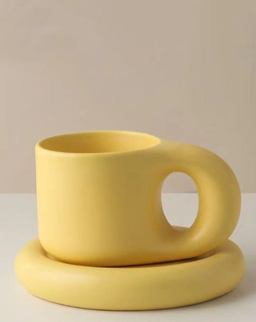 Handcrafted Bauhaus Ceramic Chubby Mugs