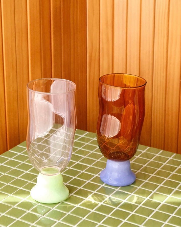 Hand Blown Wavy Beer Glasses