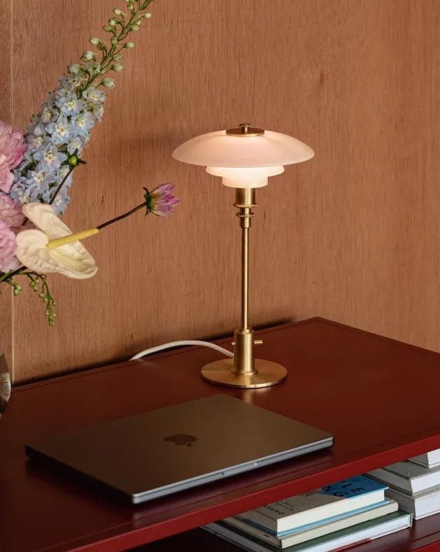 Hand-Blown Glass Three-Shade Dimmable Lamp